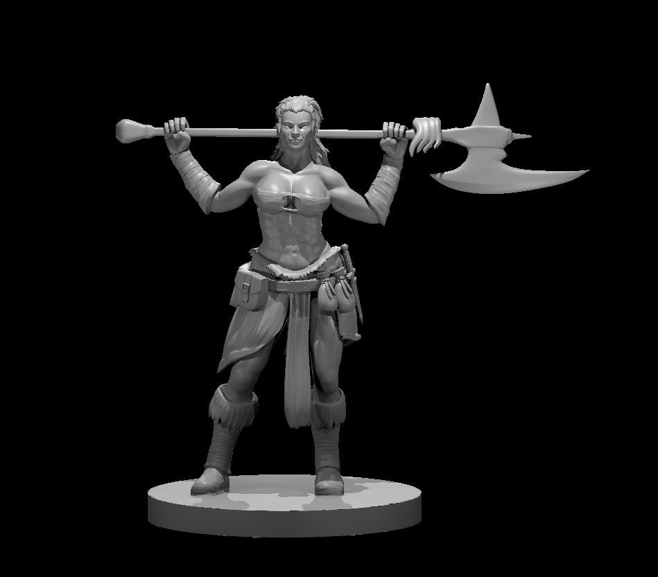 Human Female Barbarian with Axe - Blacksheep Industries Laser & Design