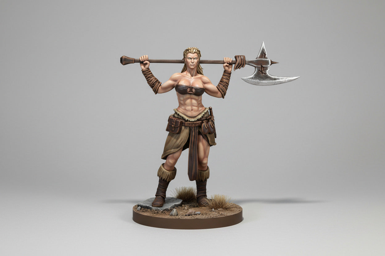 Human Female Barbarian with Axe - Blacksheep Industries Laser & Design