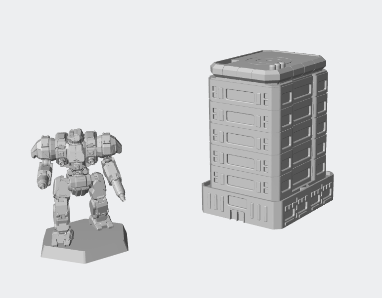 BattleTech City Building #2 and Mech – Sci-Fi Terrain for Tabletop Gaming