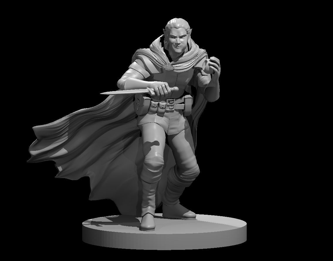 Elf Male Rogue (Dagger) – RPG Miniature for Dungeons & Dragons, Pathfinder, and Tabletop RPGs