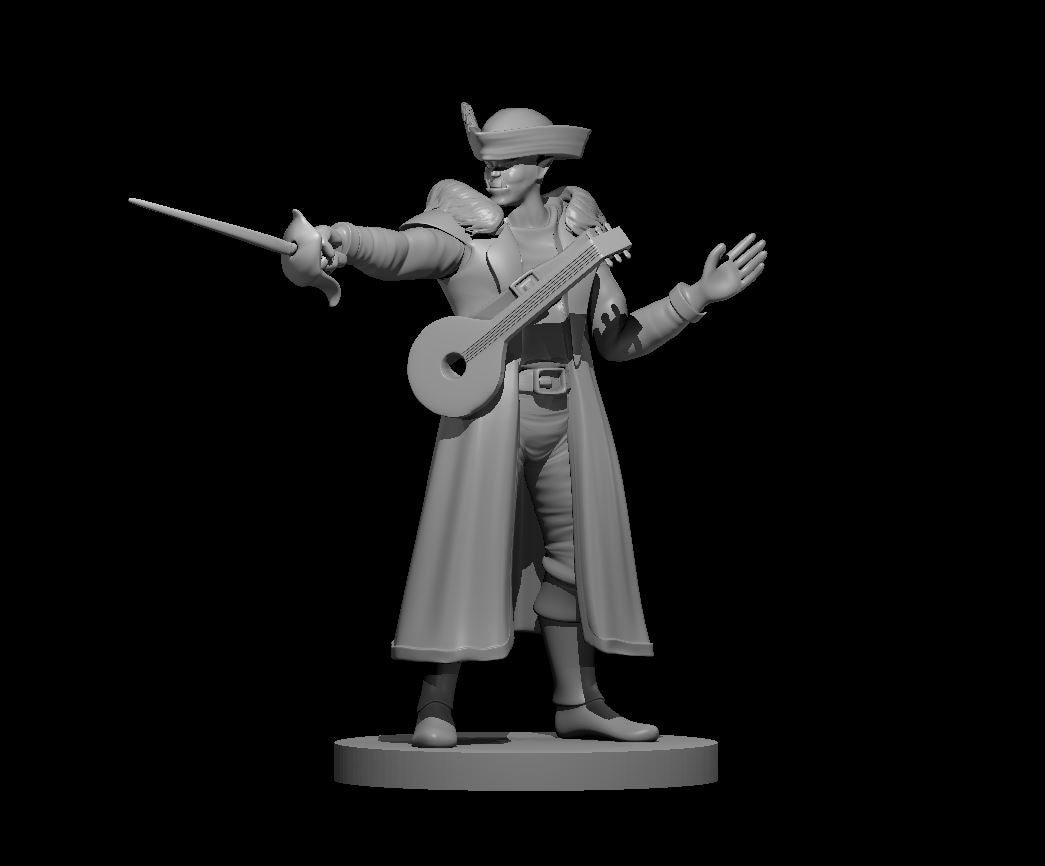 Half-Orc Male Bard (Lute at Waist, Sword in Hand) – RPG Miniature for Dungeons & Dragons, Pathfinder, and Tabletop RPGs - Blacksheep Industries