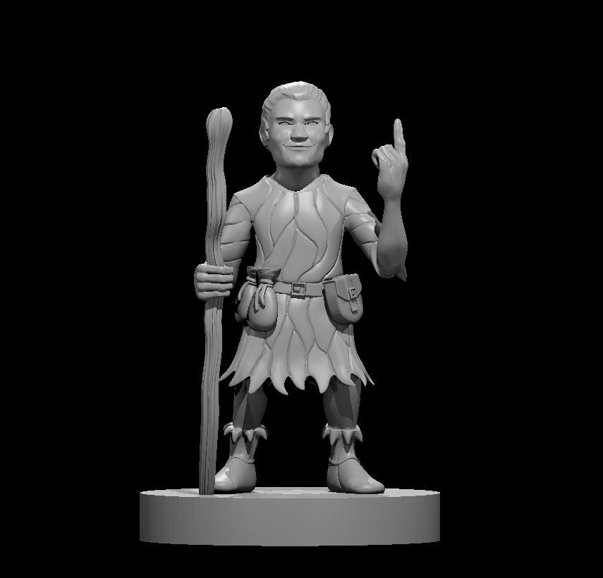 Halfling Male Druid (Staff) – RPG Miniature for Dungeons & Dragons, Pathfinder, and Tabletop RPGs