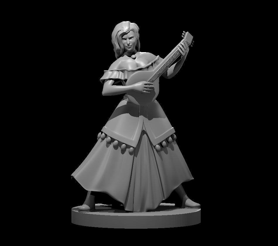 Human Female Bard (Lute) – RPG Miniature for Dungeons & Dragons, Pathfinder, and Tabletop RPGs