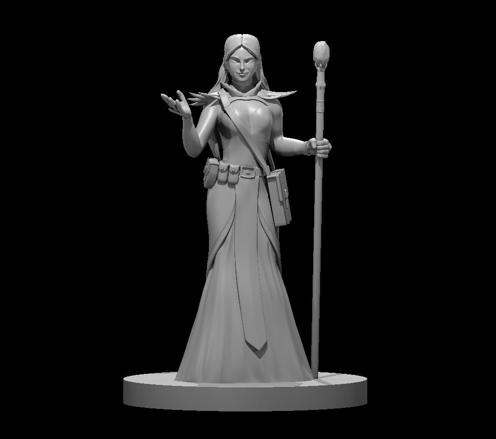 Human Female Enchanter Wizard (Crystal Staff) – RPG Miniature for Dungeons & Dragons, Pathfinder, and Tabletop RPGs