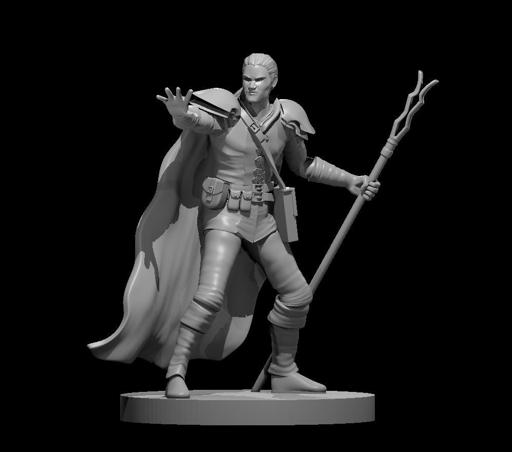 Human Male Abjurer Wizard (Staff) – RPG Miniature for Dungeons & Dragons, Pathfinder, and Tabletop RPGs