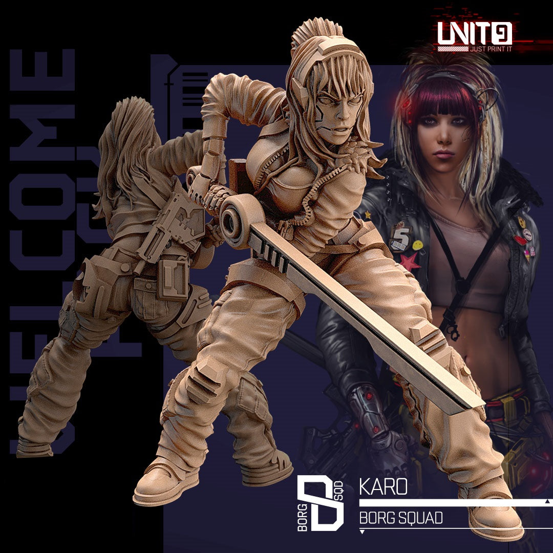 Borg Squad – Karo – Unit9 Resin Miniature | Cyberpunk Specialist Operative