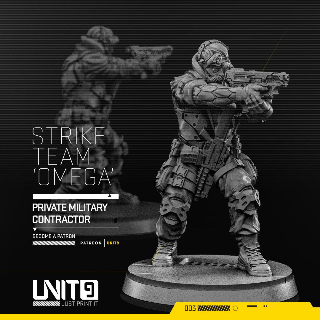 Strike Team Omega- Mercenary – Unit9 Resin Miniature | Cyberpunk Mercenary Operative