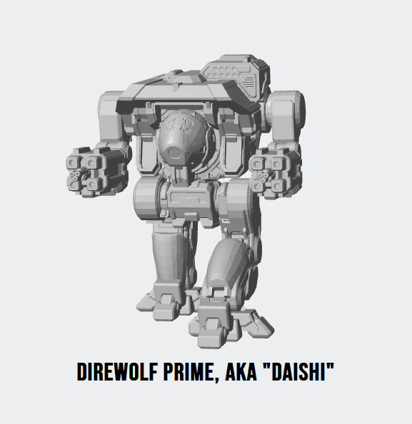 Dire Wolf Prime (Daishi) – BattleTech Miniature Resin Printed Model | Clan Assault BattleMech