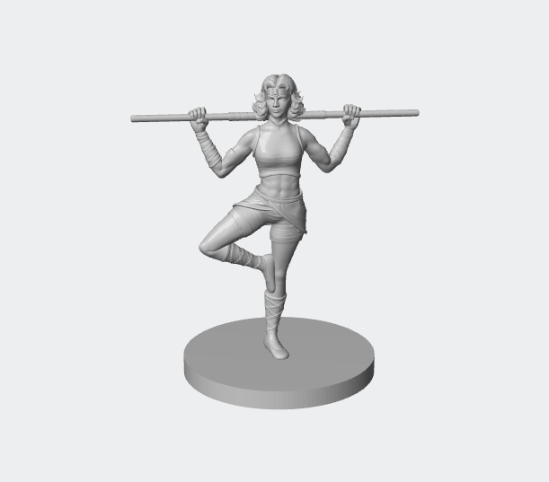 Human Female Monk (Staff Behind Head) – RPG Miniature for Dungeons & Dragons, Pathfinder, and Tabletop RPGs