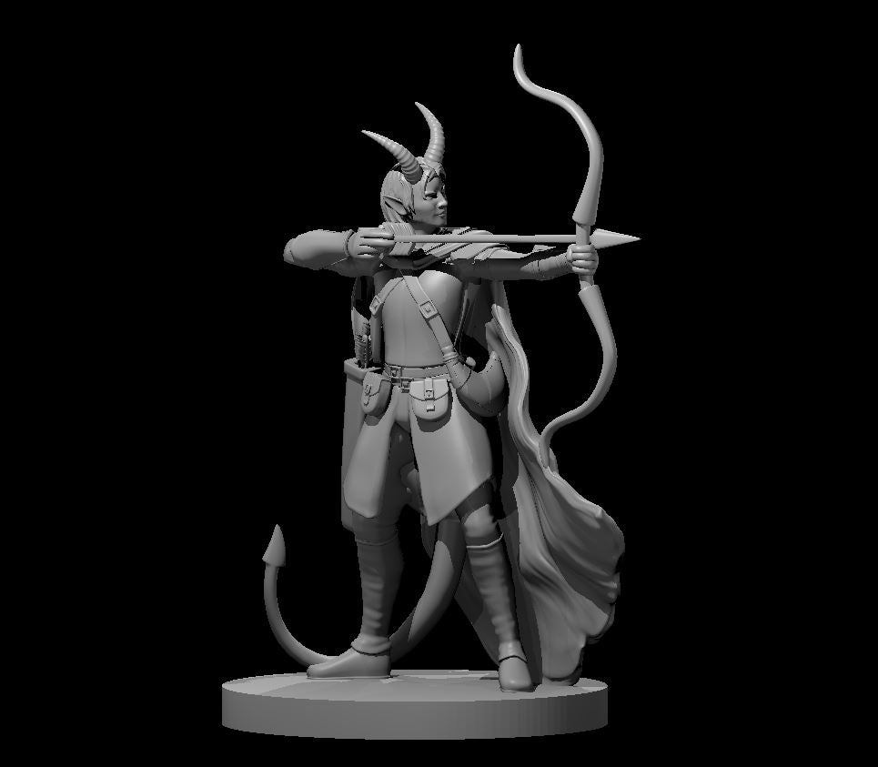 Tiefling Female Ranger (Bow) – RPG Miniature for Dungeons & Dragons, Pathfinder, and Tabletop RPGs