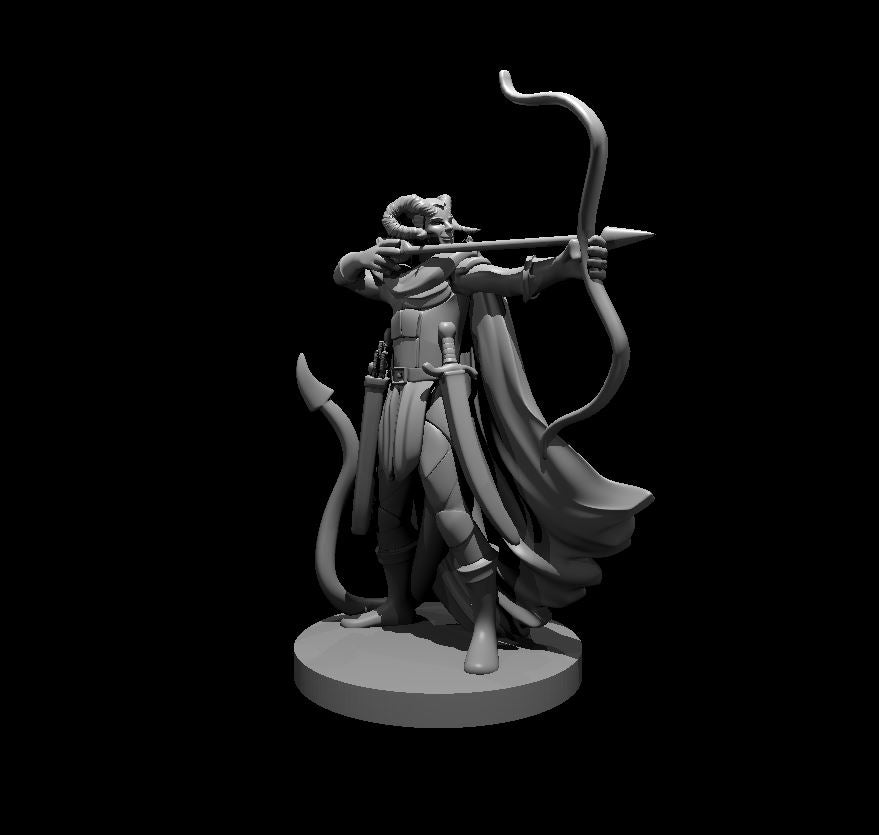 Tiefling Male Ranger (Bow) – RPG Miniature for Dungeons & Dragons, Pathfinder, and Tabletop RPGs