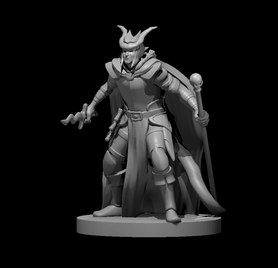 Tiefling Male Warlock (Dagger & Staff) – RPG Miniature for Dungeons & Dragons, Pathfinder, and Tabletop RPGs