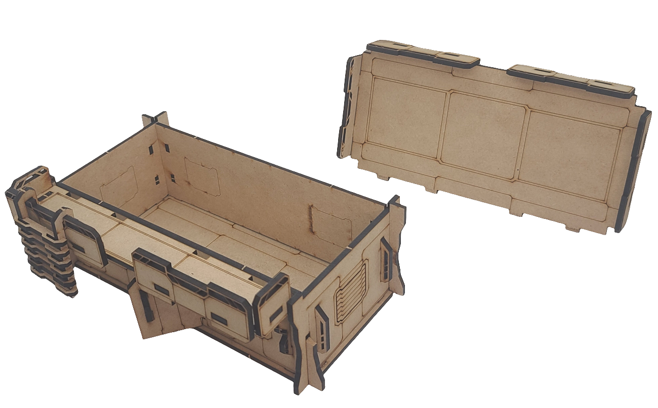 Industrial Stacks 2x1 with Balcony - Modular Building for Dynamic Tabletop Wargaming - Blacksheep Industries Laser & Design