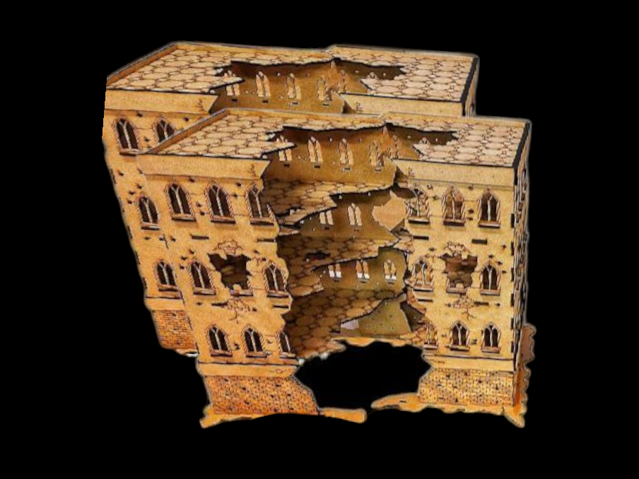 4-Level Corner Building - Destroyed City Series