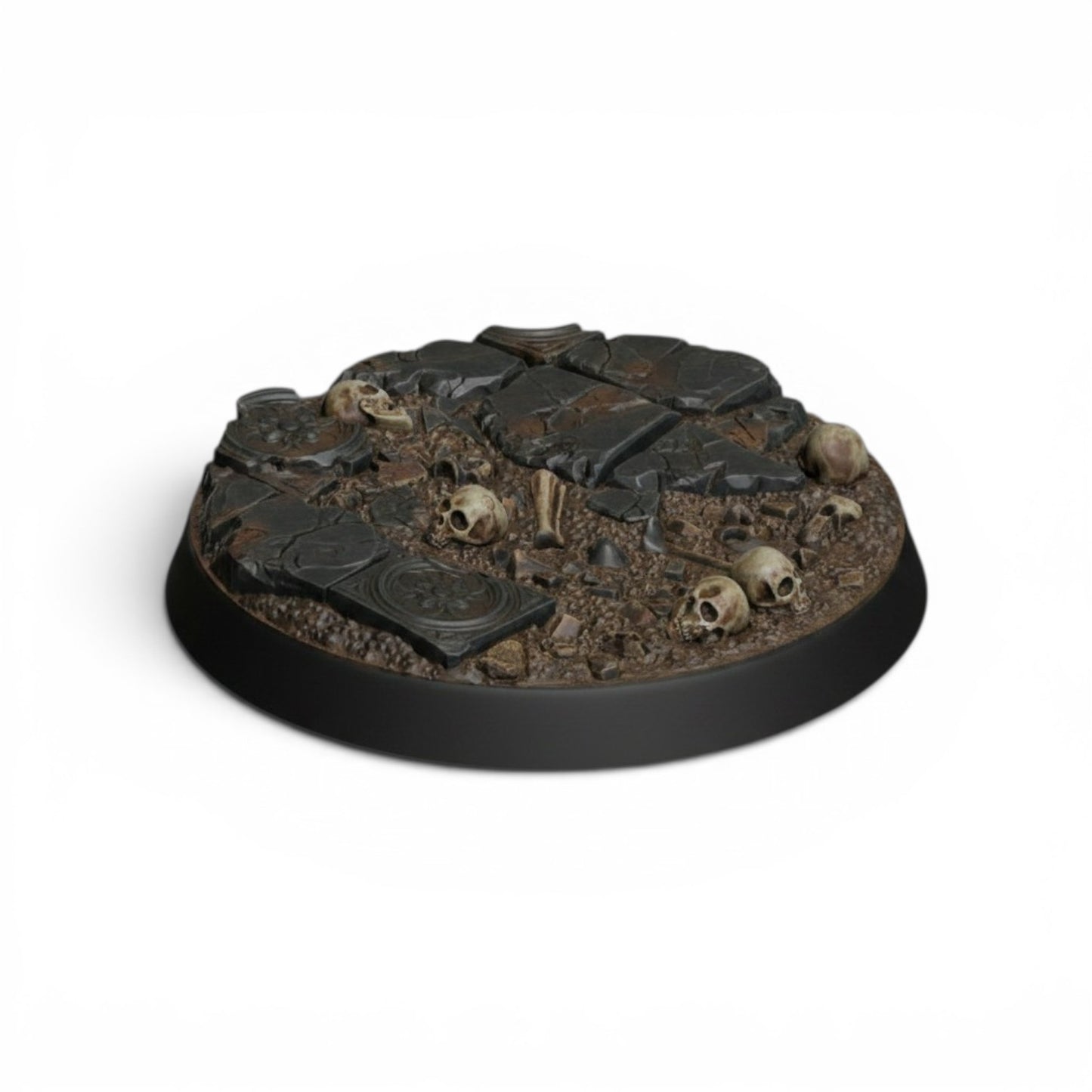 Base Topper - 32mm Skull Ruins – Unpainted Resin Scenic Toppers for Dungeons & Dragons, Pathfinder, and Tabletop Wargames