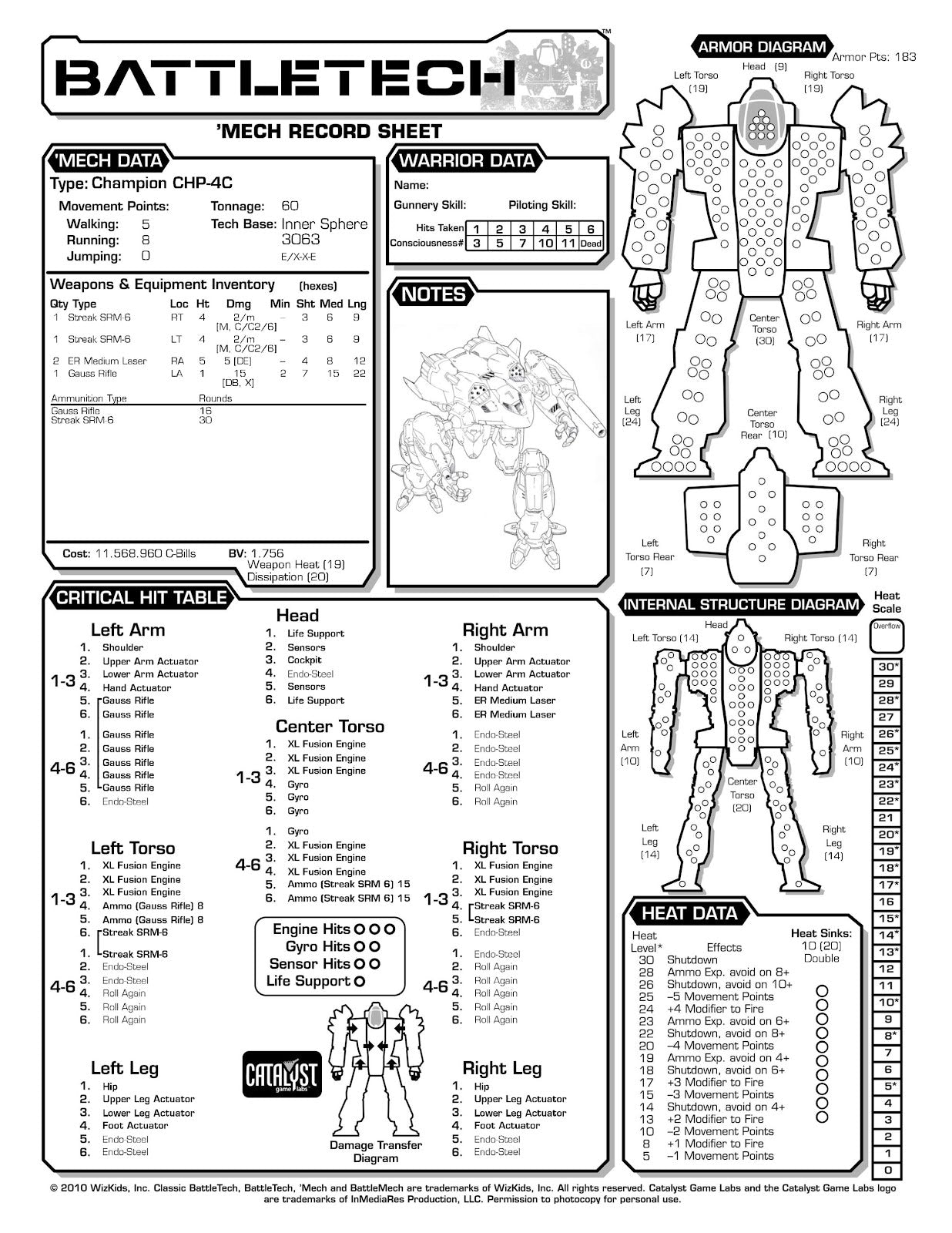 Champion CHP-1N4 – BattleTech Miniature Resin Printed Model | Inner Sphere Heavy BattleMech