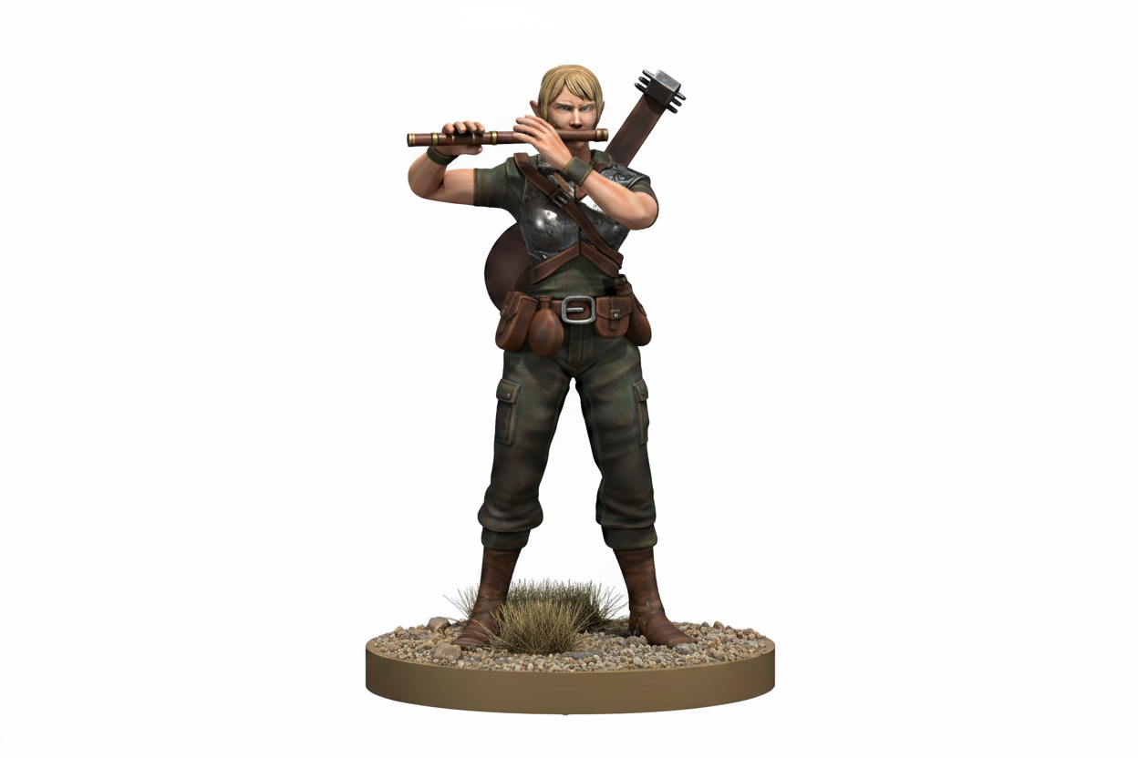 Elf Bard (Flute) – RPG Miniature for Dungeons & Dragons, Pathfinder, and Tabletop RPGs
