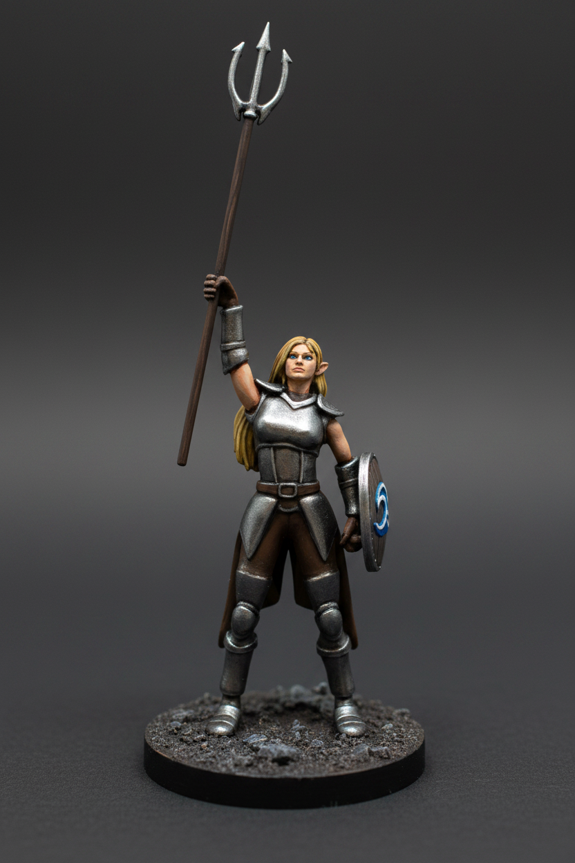 Elf Female Cleric of Tempest (Trident) – RPG Miniature for Dungeons & Dragons, Pathfinder, and Tabletop RPGs