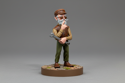 Gnome Male Artificer (Old and Pondering) – RPG Miniature for Dungeons & Dragons, Pathfinder, and Tabletop RPGs