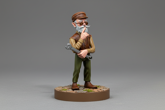 Gnome Male Artificer (Old and Pondering) – RPG Miniature for Dungeons & Dragons, Pathfinder, and Tabletop RPGs