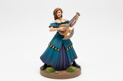 Elf Female Bard (Battle-Axe Lute) – RPG Miniature for Dungeons & Dragons, Pathfinder, and Tabletop RPGs