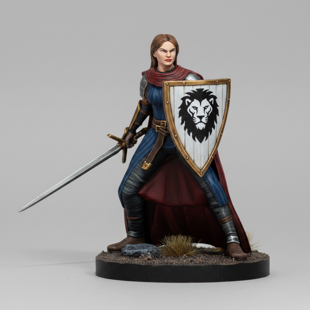 Human Female War Cleric (Sword & Shield) – RPG Miniature for Dungeons & Dragons, Pathfinder, and Tabletop RPGs