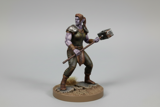 Half-Orc Female Barbarian Miniature – RPG Miniature for Dungeons & Dragons, Pathfinder, and Tabletop RPGs