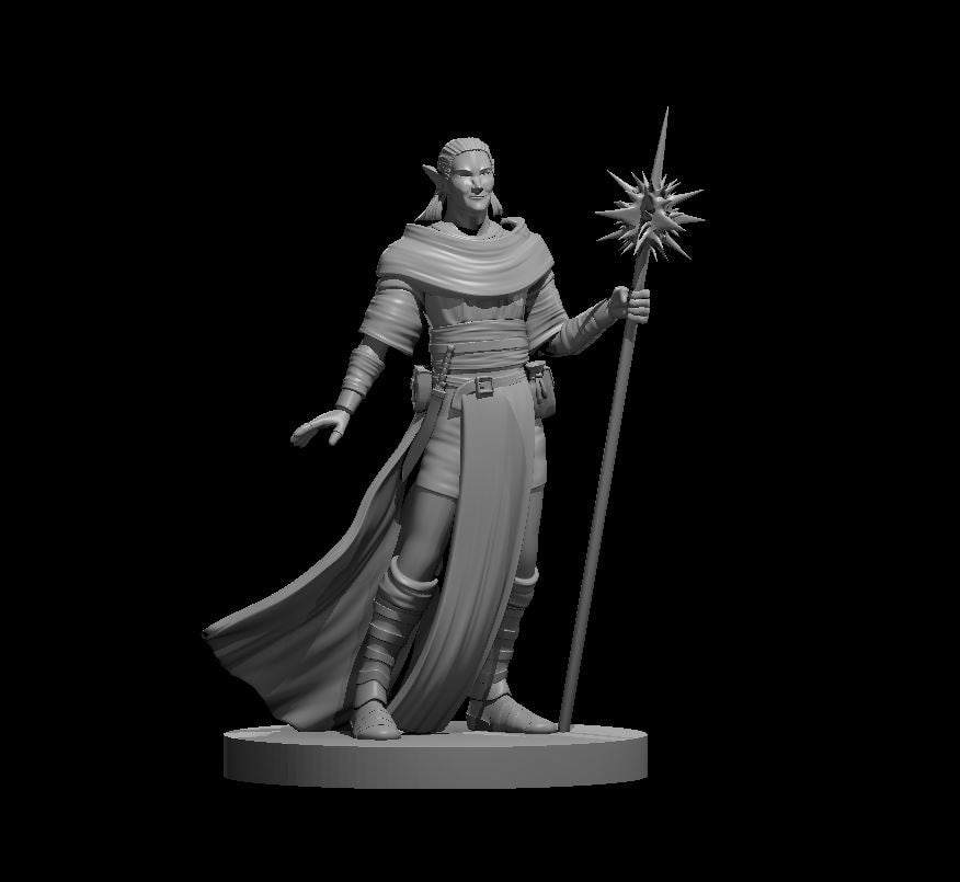 Elf Male Druid with Staff - Blacksheep Industries Laser & Design