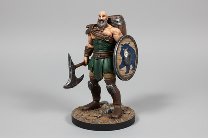 Human Male Barbarian Carrying Beer Barrel Miniature – RPG Miniature for Dungeons & Dragons, Pathfinder, and Tabletop RPGs