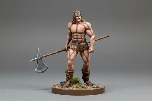 Human Male Barbarian (Halberd) Miniature – RPG Miniature for Dungeons & Dragons, Pathfinder, and Tabletop RPGs