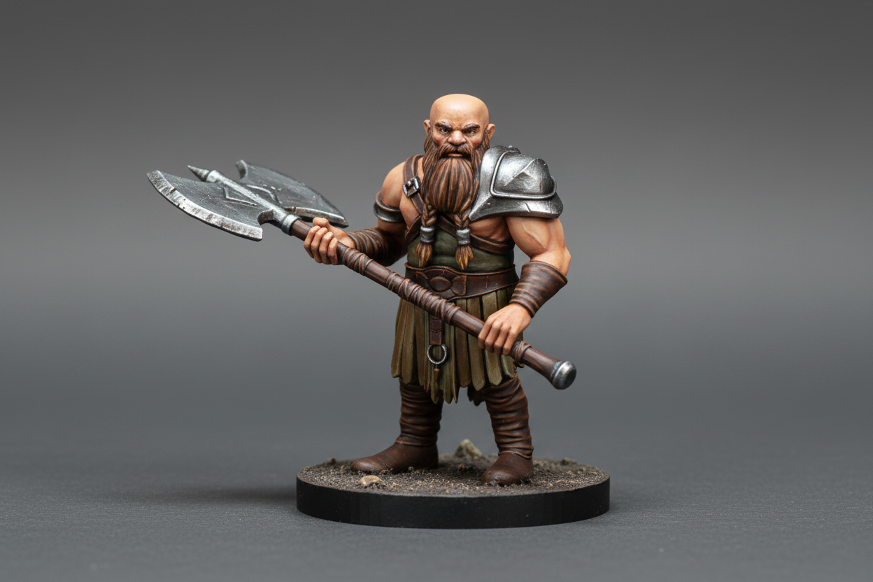 Dwarf Barbarian (Battleaxe) – RPG Miniature for Dungeons & Dragons, Pathfinder, and Tabletop RPGs
