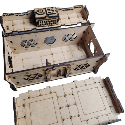 Cyberpunk CBP02 Building - Industrial Stack 2 with Working Doors and Modular Options - Blacksheep Industries Laser & Design