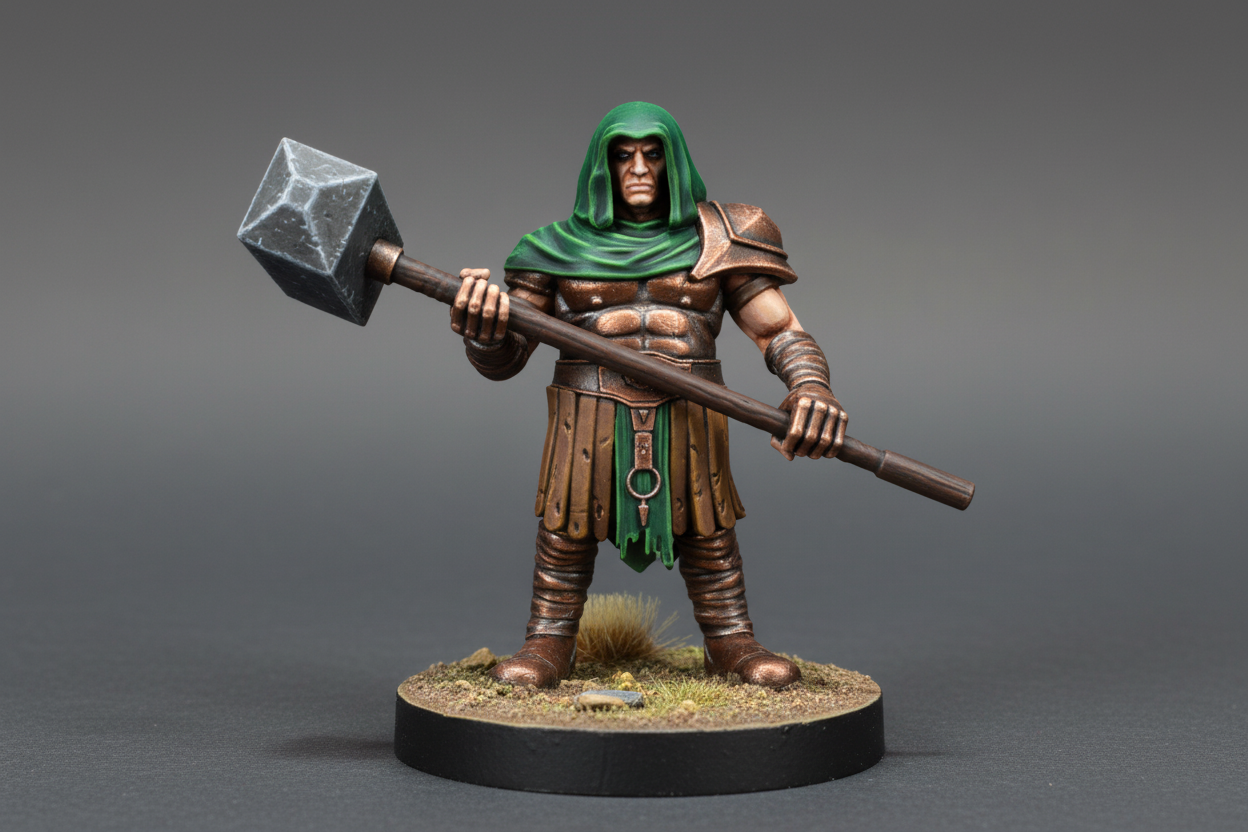 Dwarf Barbarian with Maul Miniature – RPG Miniature for Dungeons & Dragons, Pathfinder, and Tabletop RPGs