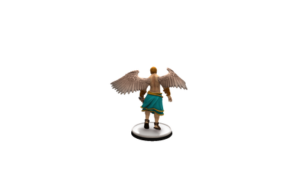 Back view of the Angel Deva Miniature for D&D and tabletop RPGs, showcasing detailed feathered wings and flowing garments.