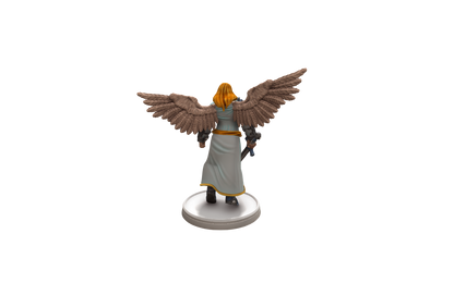 Back view of the Angel Solar Miniature for D&D and tabletop RPGs, featuring detailed wings and flowing robes on a 75mm base.