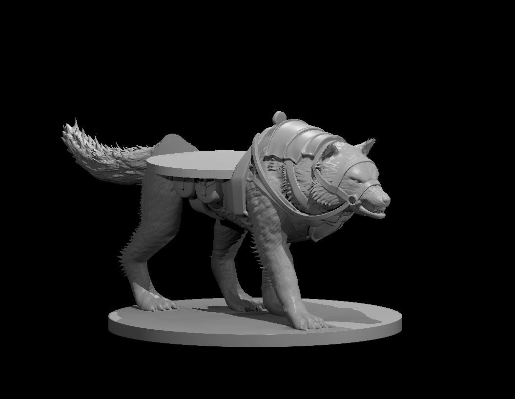 Dire Wolf Mount w mini slot – RPG Miniature for Dungeons & Dragons, Pathfinder, and Tabletop RPGs