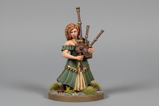 Dwarf Female Bard (Bagpipes) – RPG Miniature for Dungeons & Dragons, Pathfinder, and Tabletop RPGs