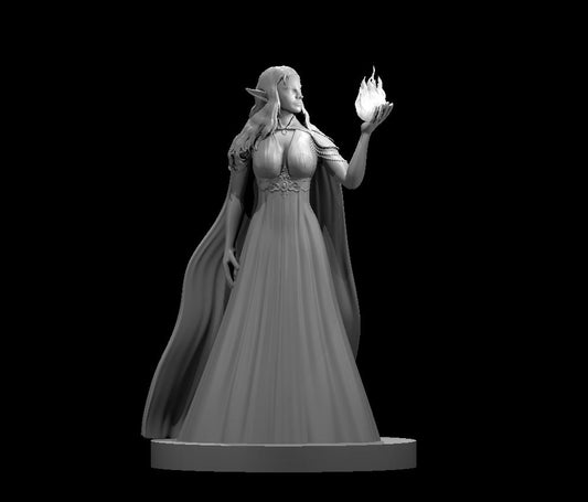 Elf Female Sorceress (Fireball) – RPG Miniature for Dungeons & Dragons, Pathfinder, and Tabletop RPGs
