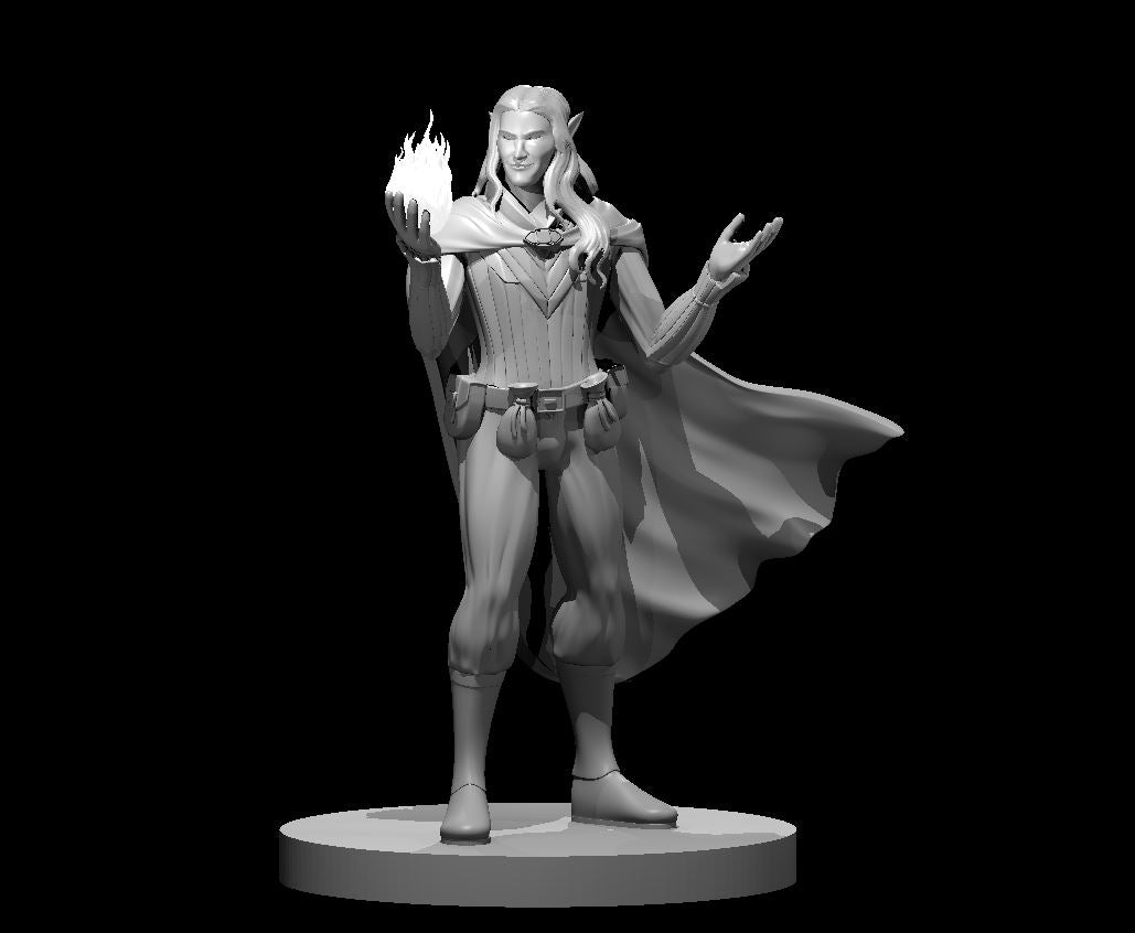 Elf Male Sorcerer (Fireball) – RPG Miniature for Dungeons & Dragons, Pathfinder, and Tabletop RPGs