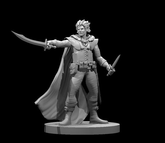Elf Male Swashbuckler (Sword & Dagger) – RPG Miniature for Dungeons & Dragons, Pathfinder, and Tabletop RPGs