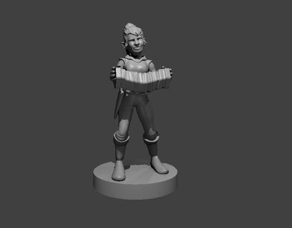 Gnome Female Bard (Accordian) – RPG Miniature for Dungeons & Dragons, Pathfinder, and Tabletop RPGs - Blacksheep Industries