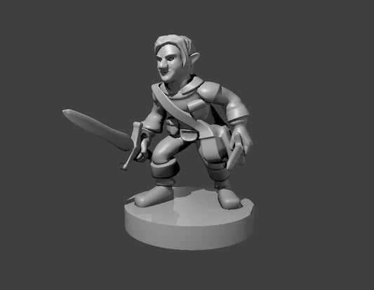Gnome Male Rogue (Dual Short Swords) – RPG Miniature for Dungeons & Dragons, Pathfinder, and Tabletop RPGs
