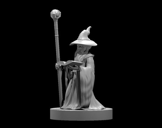Gnome Male Wizard (Orb Staff & Spellbook) – RPG Miniature for Dungeons & Dragons, Pathfinder, and Tabletop RPGs