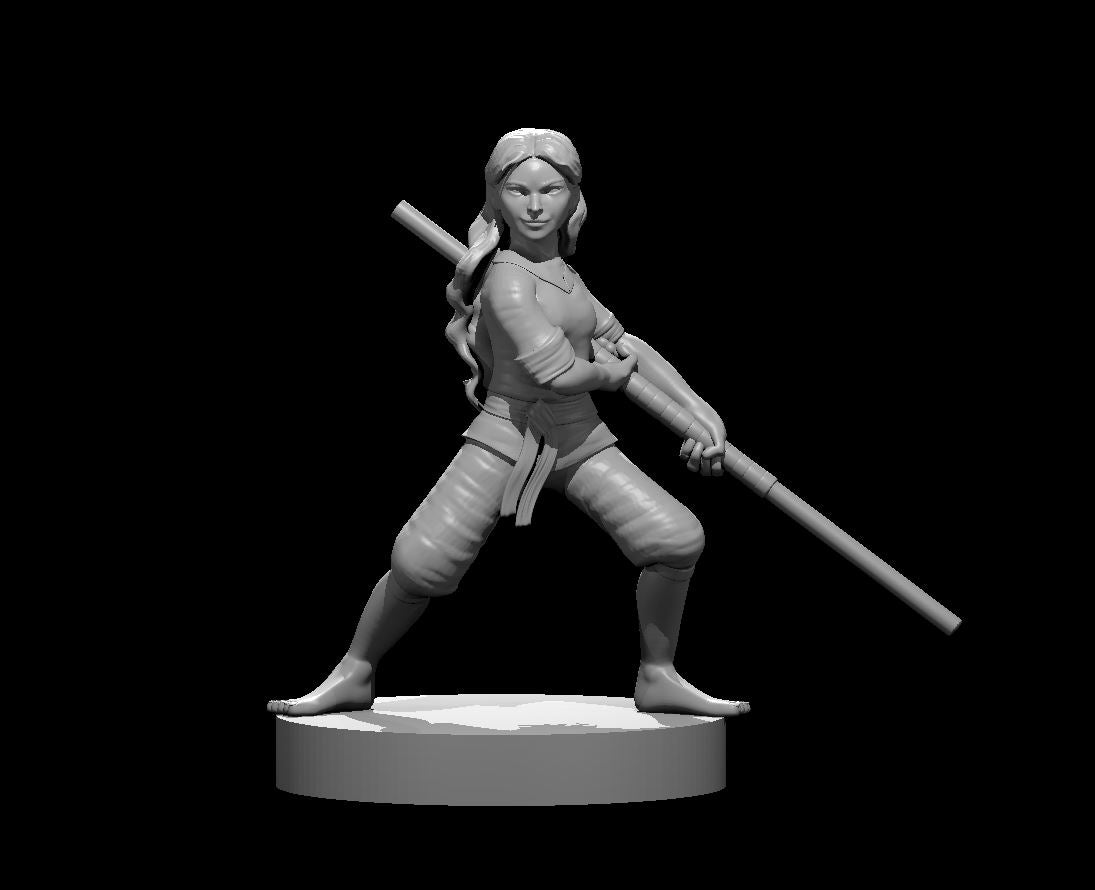 Halfling Female Monk (Staff) – RPG Miniature for Dungeons & Dragons, Pathfinder, and Tabletop RPGs