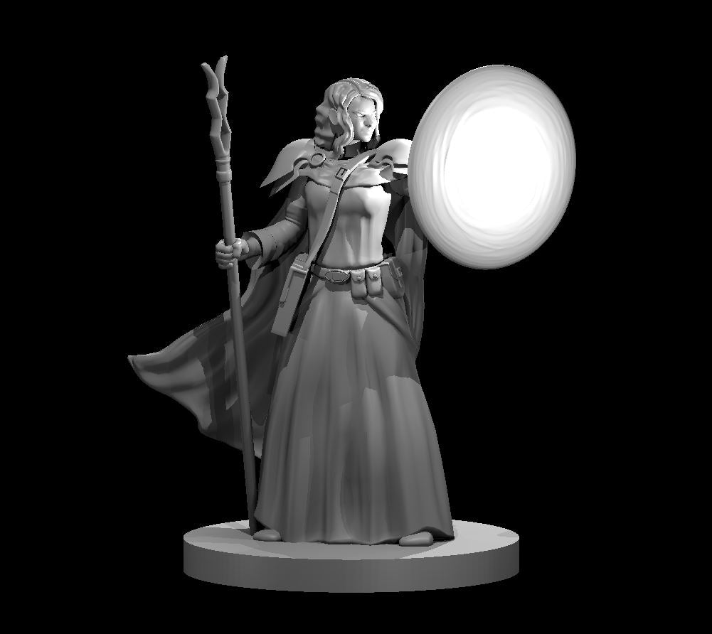 Human Female Abjurer Wizard (Casting Shield Spell) – RPG Miniature for Dungeons & Dragons, Pathfinder, and Tabletop RPGs