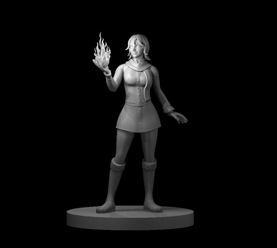 Human Female Fire Sorcerer (Fireball in Hand) – RPG Miniature for Dungeons & Dragons, Pathfinder, and Tabletop RPGs
