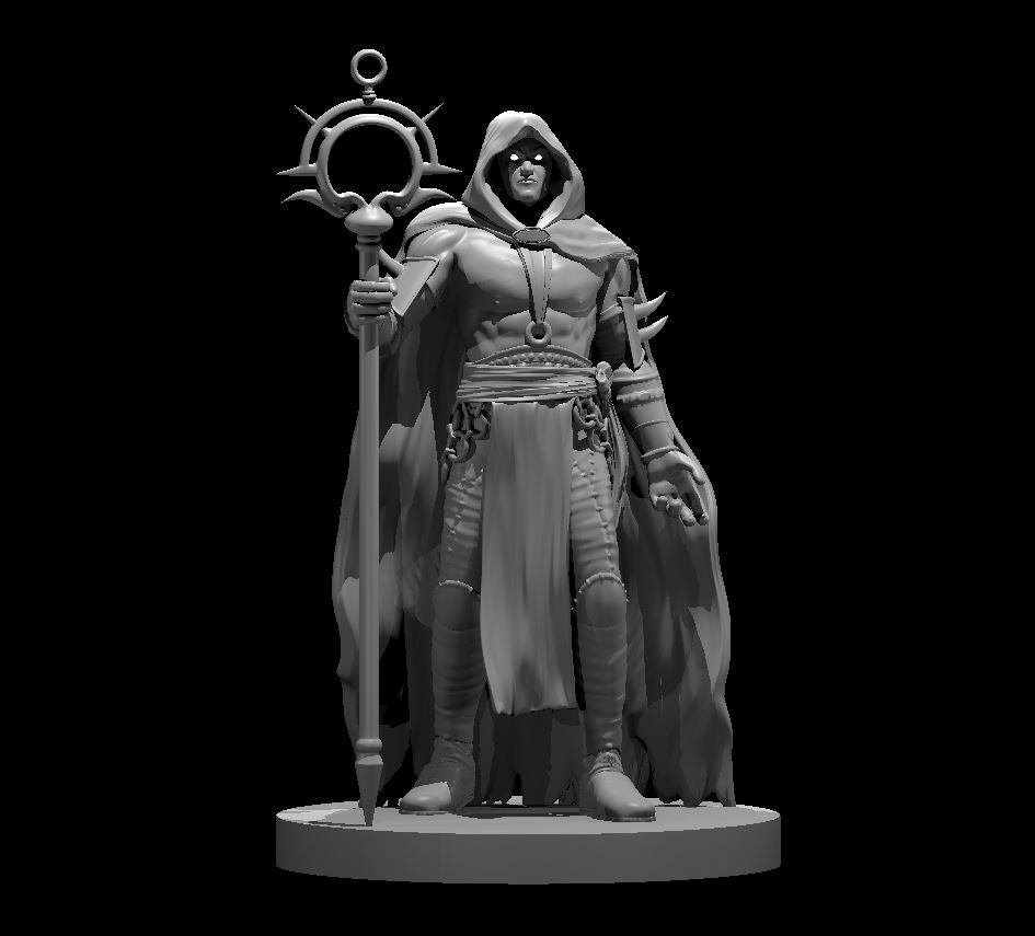 Human Male Arcane Inquisitor (Halo Staff) – RPG Miniature for Dungeons & Dragons, Pathfinder, and Tabletop RPGs