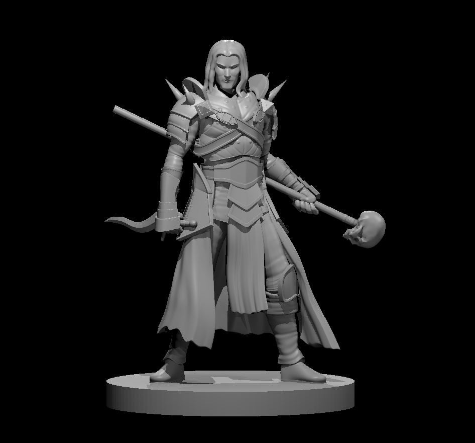 Human Male Warlock (Dagger & Skull Staff) – RPG Miniature for Dungeons & Dragons, Pathfinder, and Tabletop RPGs