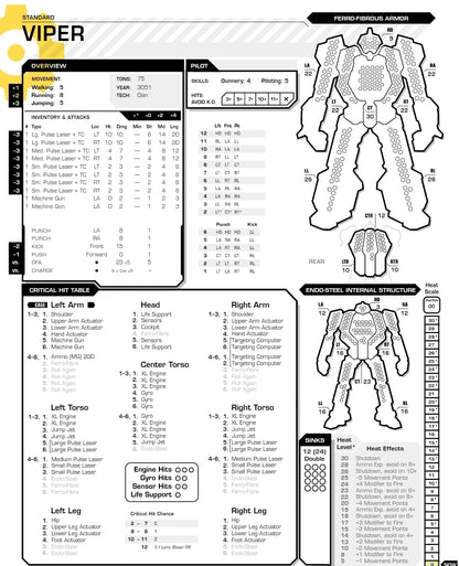 BKP-Prime Black Python (Viper) BattleTech Miniature