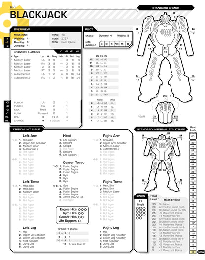 BJ-A Blackjack "Arrow" BattleTech Miniature